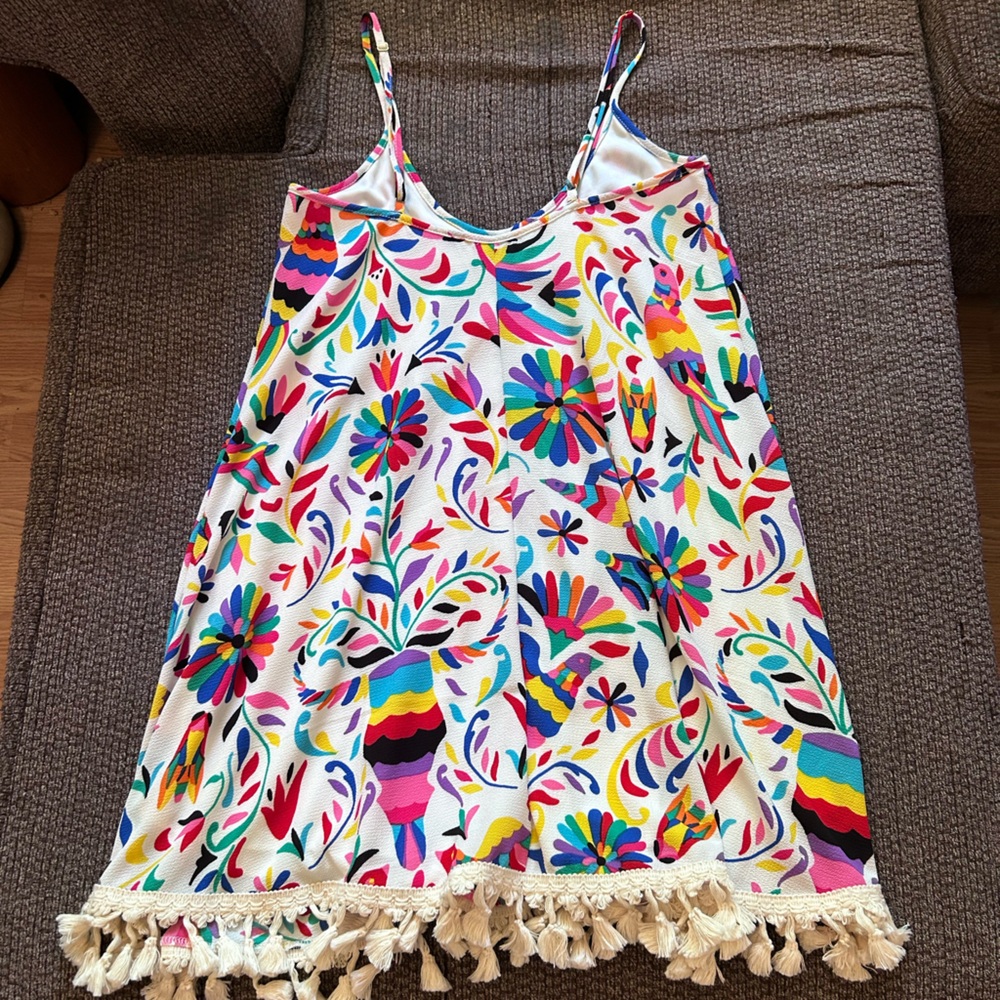 Judith March Colorful Embroidered Tassel Hem Dress Size Small Boho Festival - Picture 7 of 8